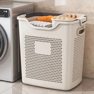 Large Capacity Dirty Clothes Basket for Bathroom and Laundry Partitioned Storage Artifact Household Essentials with Perforated Design