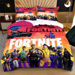 Fortnite-Themed Bedding Set (Including 1 Bedspread And 1-2 Pillowcases), Essential Bedroom Accessories For Gaming Enthusiasts, Perfect For Decorating The Rooms Of Gamers And Teenagers