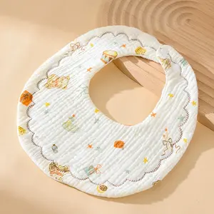 Pwest MAMA Pure Cotton Baby Bib – A-grade Soft Gauze Saliva Towel for Baby, Enhanced Front Coverage, Superior Absorbency, Dual-Sided Use, Adjustable Two-Snap Design