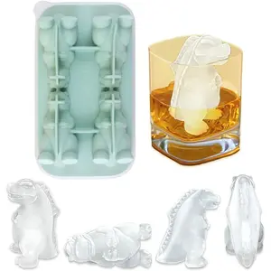 Dinosaur  Tray,  Dino  Mold,  Ice Tray Large Fun Shapes, Make 4 Cute  Ice Balls for  , Dinosaur Gifts for  Men Women, Green