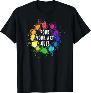 100% cotton Unisex Acrylic Paint Pouring Artist Fluid Art Painter Color Wheel T-Shirt
