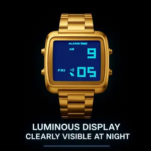 Binda Women's Multi-Function LED Digital Watch, Stainless Steel, Waterproof, Calendar, Chronograph, Luminous, with Elegant Gift Box