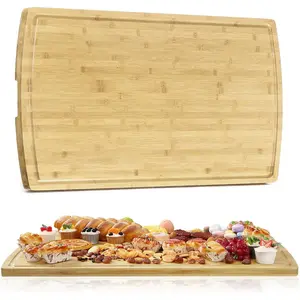36 x 24 Inch Bamboo Cutting Board for Kitchen - Large Wooden Chopping Board with Juice Groove & Handle, Multipurpose Butcher Block for Meat/Vegetables, Reversible Wood Charcuterie Cheese Serving Board