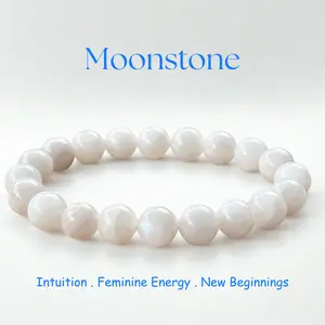Lovskaya Moonstone Natural Crystal Bracelet Sacred Happiness Stone Fashionable Elegant Unisex Jewelry for Adults Emotional Balance & Stress Relief