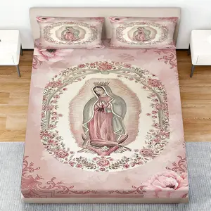 3pcs Virgin Mary Modern Bedding Set, Light with Contrast, Includes Pillowcases, Soft Washable, Perfect Gift for Friends and Family, Bedroom Bedding Set