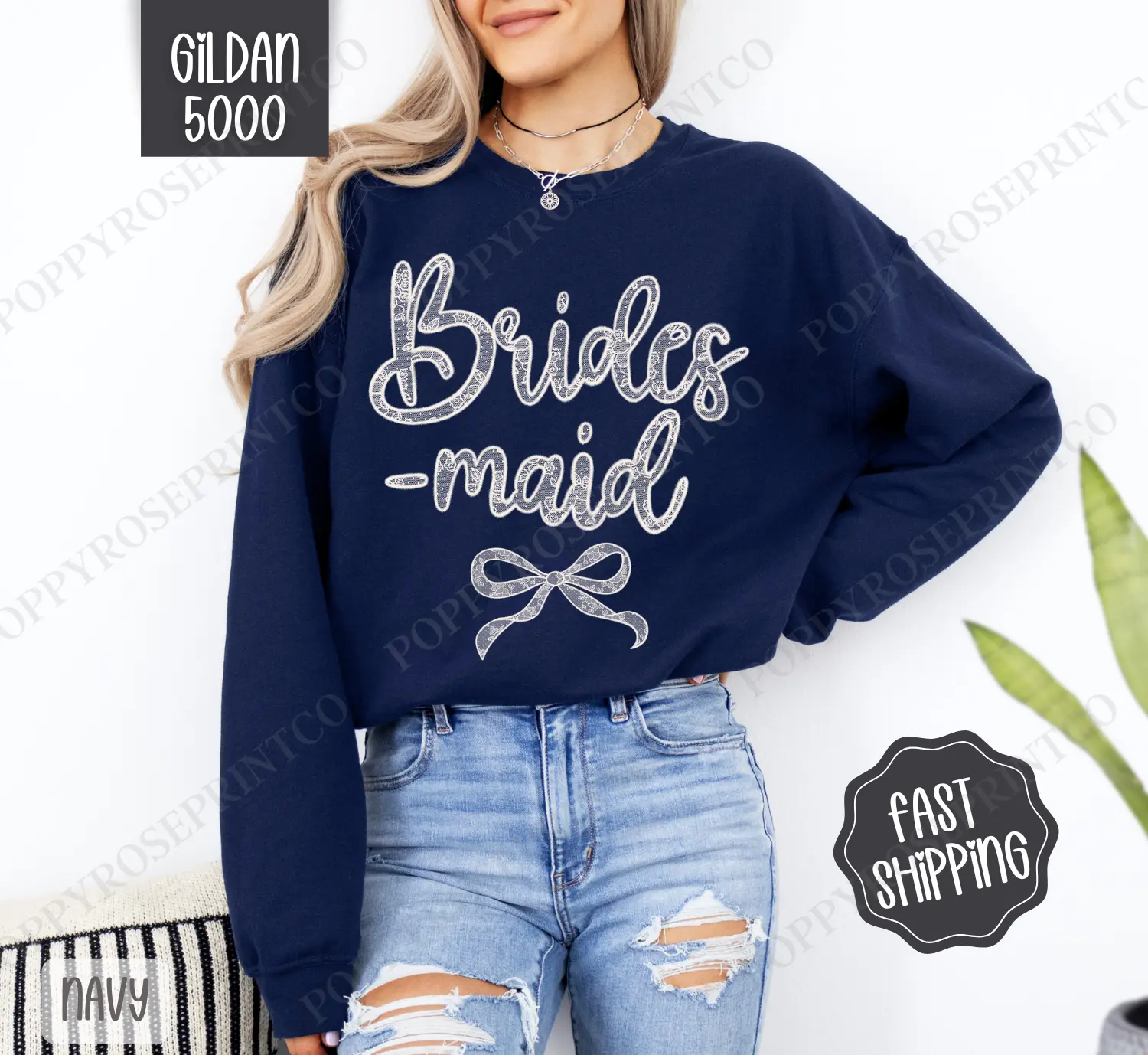 Lace Bridesmaid Sweatshirt, Bridal Coquette Lace Bow Crewneck, Cute Women's Sweater