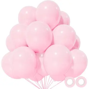 110pcs Light Pink Balloon 12 inch, Light Pink Latex Balloons for Birthday Party Baby Shower Wedding(with 2 Ribbons).