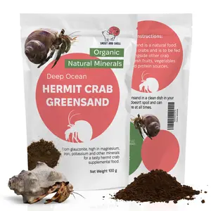 Hermit Crab Greensand – Calcium and Trace Mineral Molting Support – Non-GMO, Auto Feeder Friendly, Inert Powder Formula – Natural, USA-Sourced Nutrients – Compatible with All Crabitats