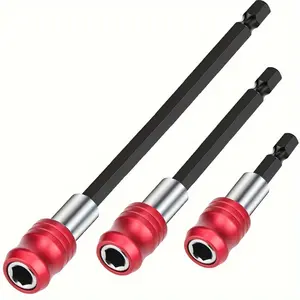 3-piece set of hexagonal handle red quick release self-locking extension rod 60/100/150mm screwdriver head extension rod Screwdriver Bits