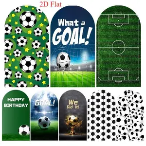 15-day 2D Flat Delivery Green Soccer Happy Birthday Arch Backdrop Cover for Sports Theme Party