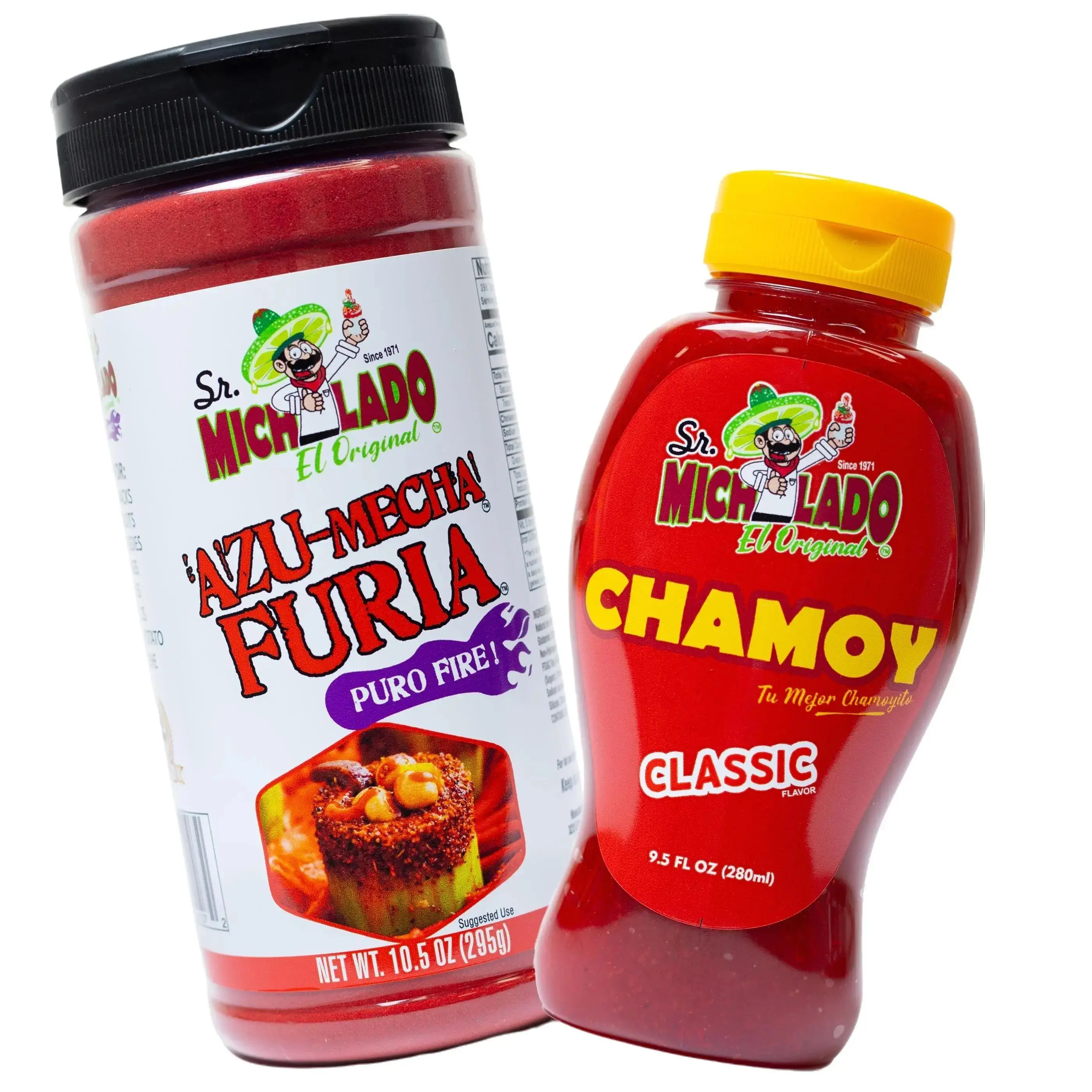 COMBO - Furia Snack Seasoning & Chamoy Classic - Sr. Michelado - Bottle Flavor Spice powder & Bottle Chamoy Candy Sauce Flavor