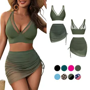 Blooming Jelly Mesh Sarong Wraps Bathing Suits Womens High Waisted Tummy Control Bikini Sets Swim Bodysuit swimsuits 2 piece#TikTokShopHolidayHaul