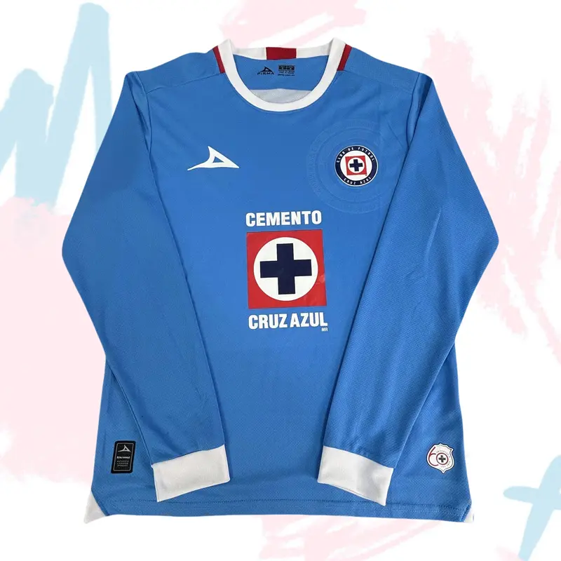 24 25 MEXICO CRUZ AZUL LIGA MX Home Long Sleeve Soccer Jersey Fans Version Blue