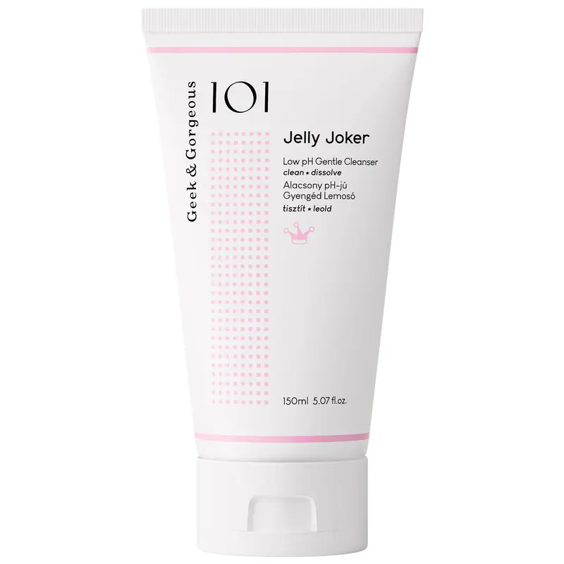 GEEK & GORGEOUS Jelly Joker Gentle Jelly Gel Facial Cleanser - Vegan, Cruelty-Free, Gluten-Free, Low pH, Hydrating, Non-Foaming, Water-Soluble Daily Makeup Remover Water for Sensitive Skin, 5.07 oz (Dissolve Clean Formula)