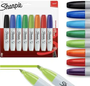 Sharpie Permanent Markers, Chisel Tip Marker Set, 8 Count for Wood, Plastic, and More, Assorted Colors