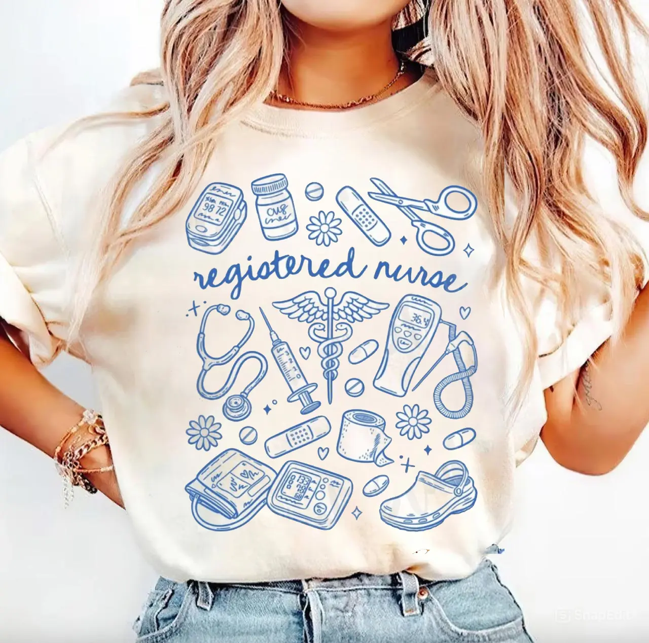 Registered Nurse T-Shirt, Hand Drawn Doodle Tee, RN Apparel, Medical Sweatshirt, Nursing Shirt, Nurse Gifts, Nurse Hoodie, Casual Unisex For Women Men