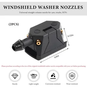 2Pcs 4Hole Universal Windshield Washer Nozzles  Front Left Right Wiper Arm Sprayer Replacement, Auto Exterior Accessories