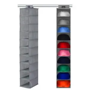 10 Shelf Hat Rack Hanging Closet/Organizer for Storage - Best Baseball Cap Holder, Hold Up 10 Caps Gray Pack Expandable Mount Hangable