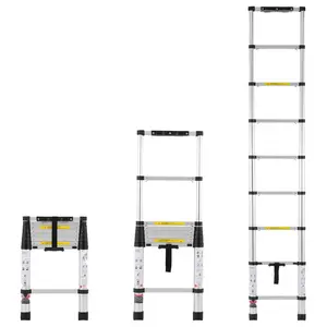 Telescoping Extension Ladder 8.5 Feet With One-Button Retraction, 375 Lbs Capacity, Lightweight Aluminum, Multi-Position Folding Design, Safe Locking System, Compact Storage, Ideal For Home Improvement, Painting, Cleaning