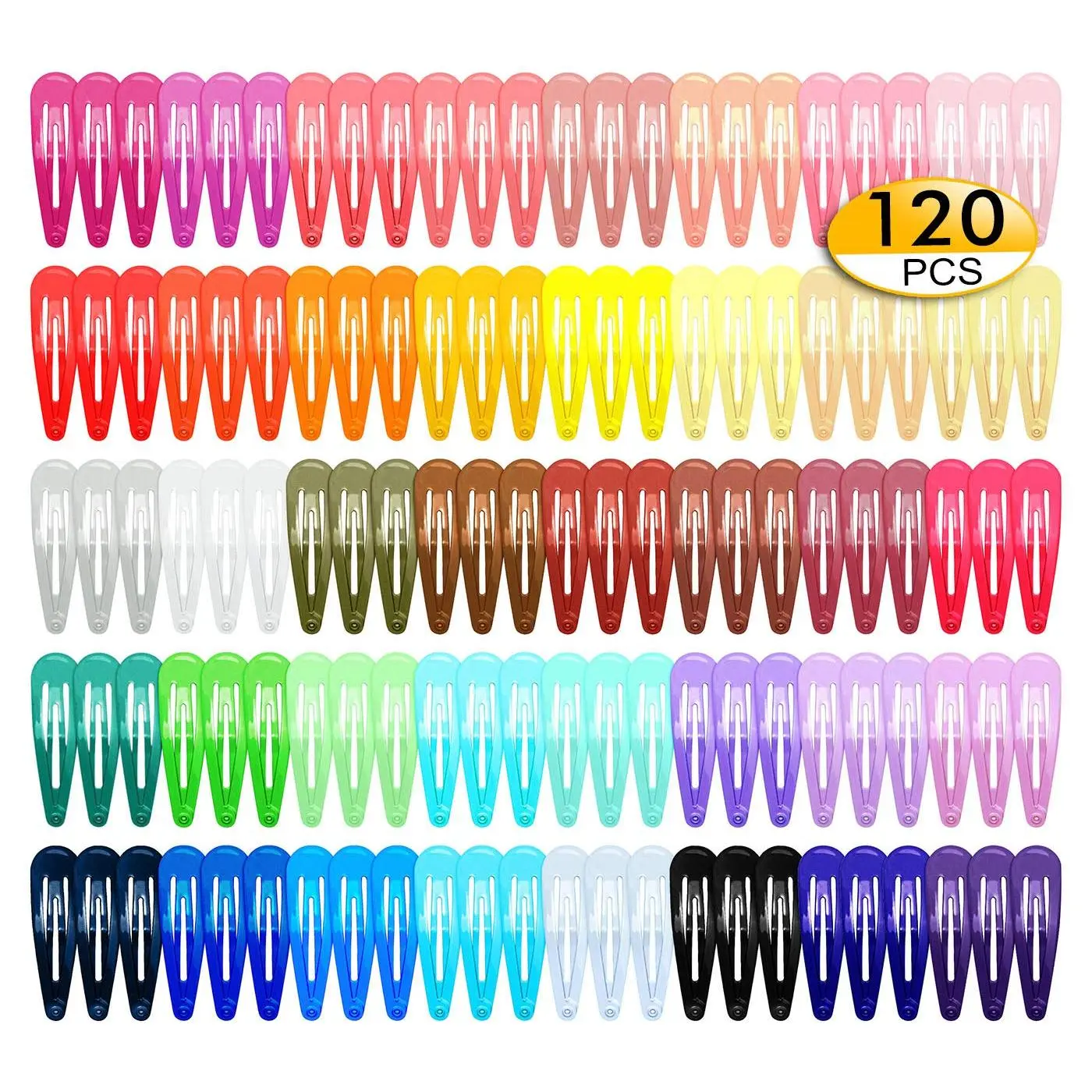 120 Pack Colorful Barrettes, 2 Inch Barrettes Metal Snap Hair Clips Candy Color Hair Accessories for  Teens, ,Women(40 Colors)