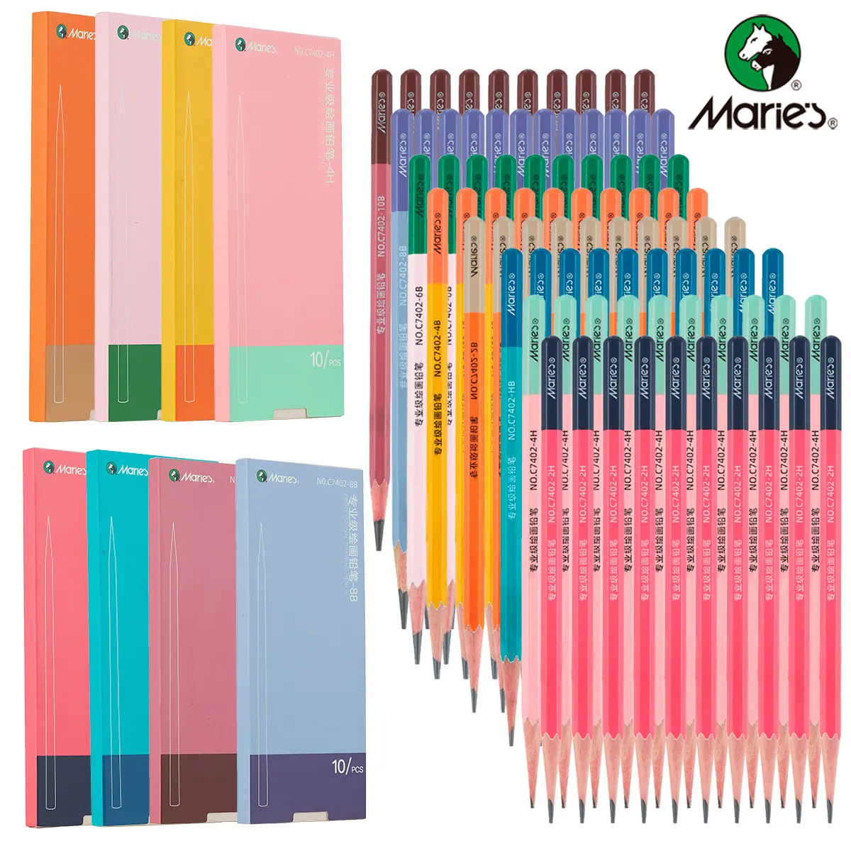 Drawing Pencils Set of 10 HB 2H 2B 4B 4H 6B 8B 10B Sketching Pencils for Drawing Doodling Sketch Pencils Graphite Grades School Supply Shopping