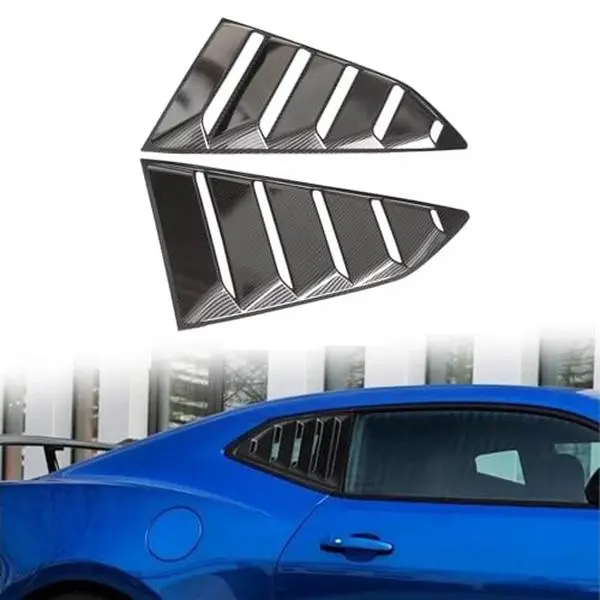 Rear Side Window Louvers Compatible with Camaro 6th Gen 2016 2017 2018Sport Decoration Accessories Air Vent Scoop Louver Window Scoop Louver Cover Carbon Black