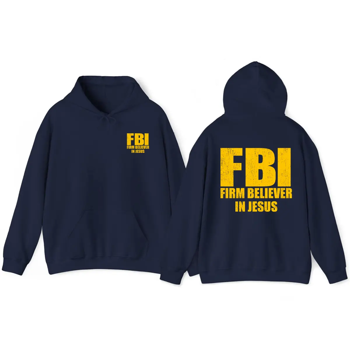 FBI Firm Believer In Jesus Hoodie, Jesus Text Graphic Shirt Printed Tops Unisex Cotton Casual Hooded Sweatshirt