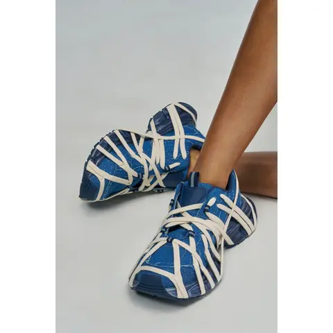 AZALEA WANG SELIE DENIM LACE DETAIL SNEAKER