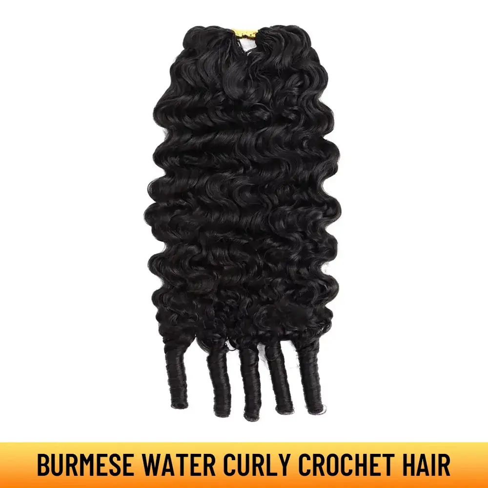 YGwigs Feather Crochet Human Hair Extensions for Miracle Knots, Burmese Water Curly & Loose Wave, 60g/Pack, 4-5 Packs for Full Head, Soft Natural Volume