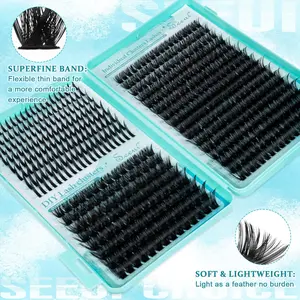 DIY Lash Book, Spikes/30-200DMega Thick Optinal, Volume Lash Clusters, Natural Look/ Baddie Look, D Curl, Mixed-Length Individual False Eyelash, Soft & Lightweight Wispy Lash Clusters, Easy DIY Salon Look at Home Long-Lasting Glam for Beginners