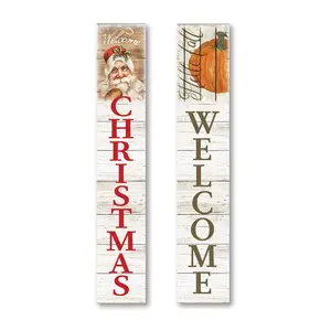 Hello Fall & Welcome Santa I 9x48 Double-Sidedorch Sign