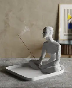 Meditating Two-Piece Incense Holder with Ashtray - Simple Design Durable Build for Meditation Rooms & Yoga Studios - 10x15x3.8cm & 15x10x5cm - Thoughtful Gift for Mindfulness Enthusiasts