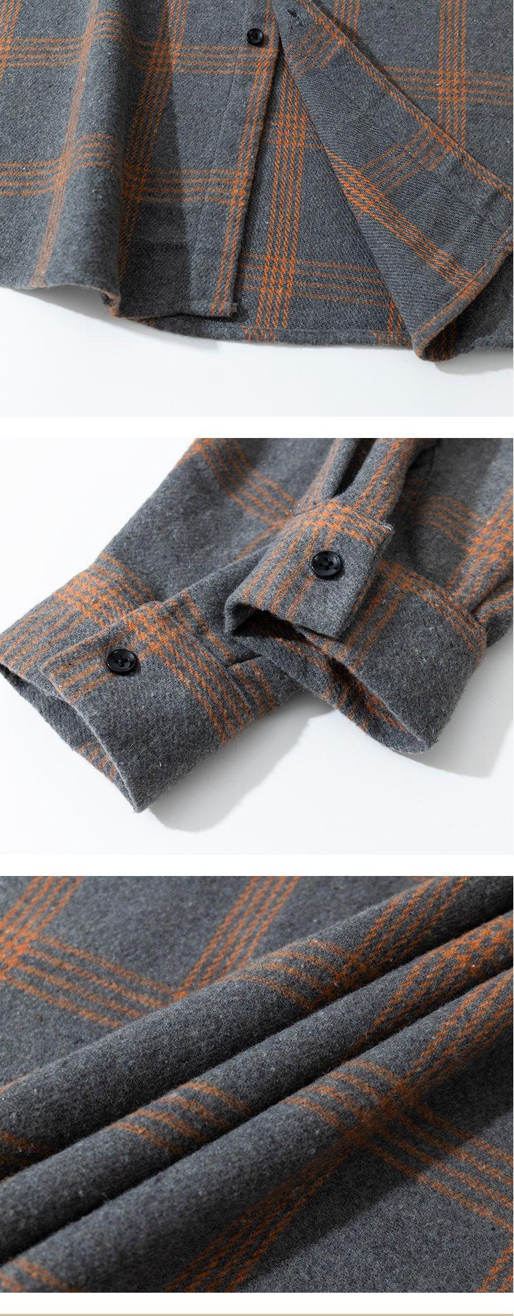 Thickened brushed flannel plaid shirt, men's spring and autumn plaid shirt, retro casual versatile couple shirt jacket, long sleeve buttoned collar flip top, soft and comfortable fabric, suitable for daily wear