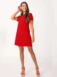 SHEIN Essnce Solid Round Neck Tunic Dress,Tea Party Dress,Summer Dresses For Women