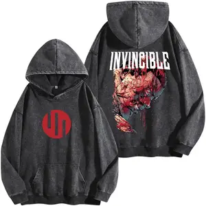 "Thragg The Conqueror" Viltrumite War - 2 side v2 Washed Hoodie, Comics Wash T-Shirt, TV Show T-shirt, Unisex Shirt Streetwear graphic Menswear Cotton Fabric