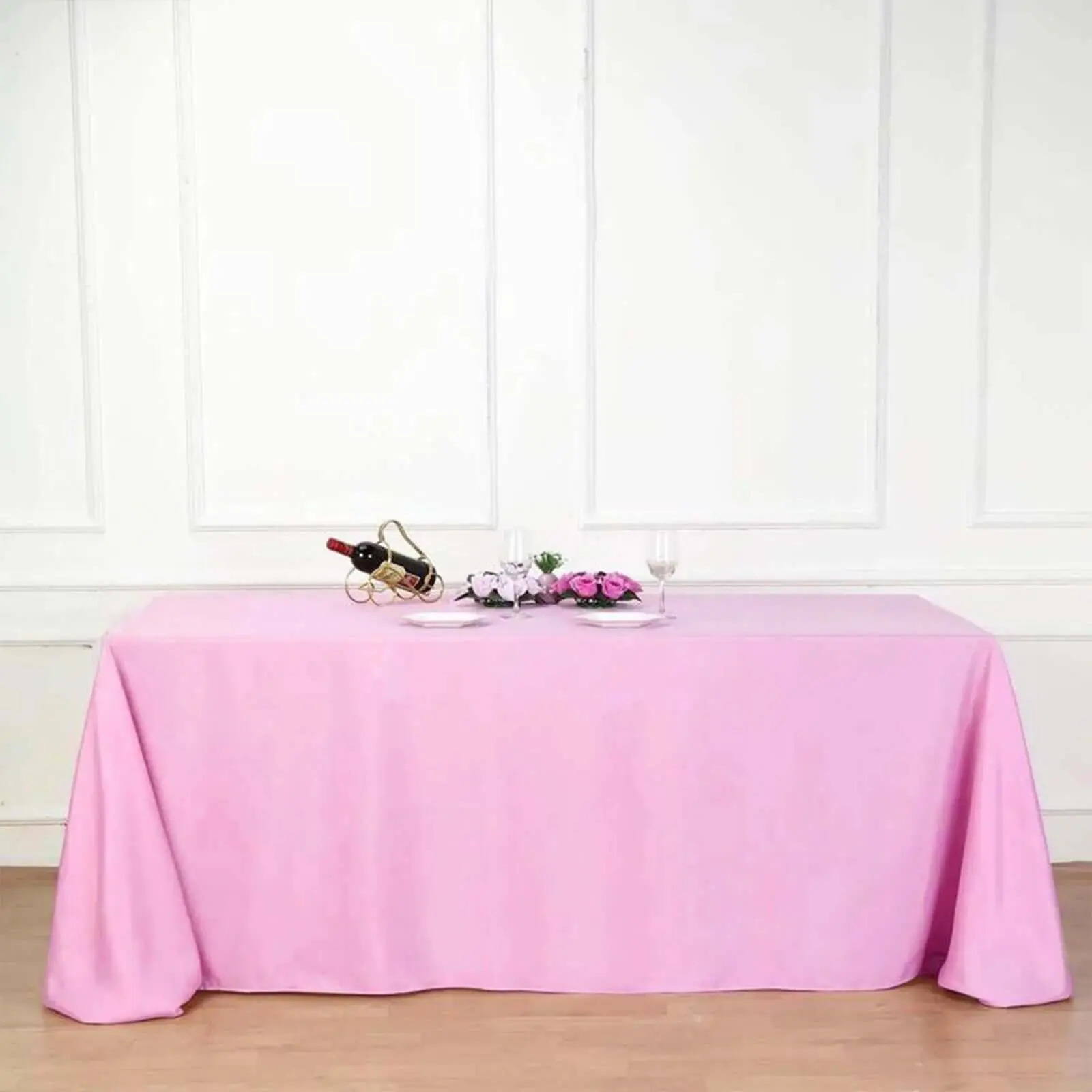 Polyester Rectangle Tablecloth, 90"x132" Pink, Seamless Finish - Party Table Decor, Festive Home Decoration, Holiday Supply, Holiday Party Decor