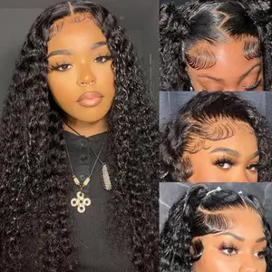Brazilian Jerry Curly Lace Front Wigs Hair 180 Density 13X4 HD Lace Front Wigs Hair Deep Curly Lace Frontal Wigs Hair Pre Plucked Natural Hair Line Braids Box Braids #SummerVibes#tiktokshopspringglowup