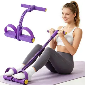 8-Tube Natural Rubber Pedal Resistance Band with Handles, Multifunctional Fitness Bands for Abdomen, Waist, Arm Workouts