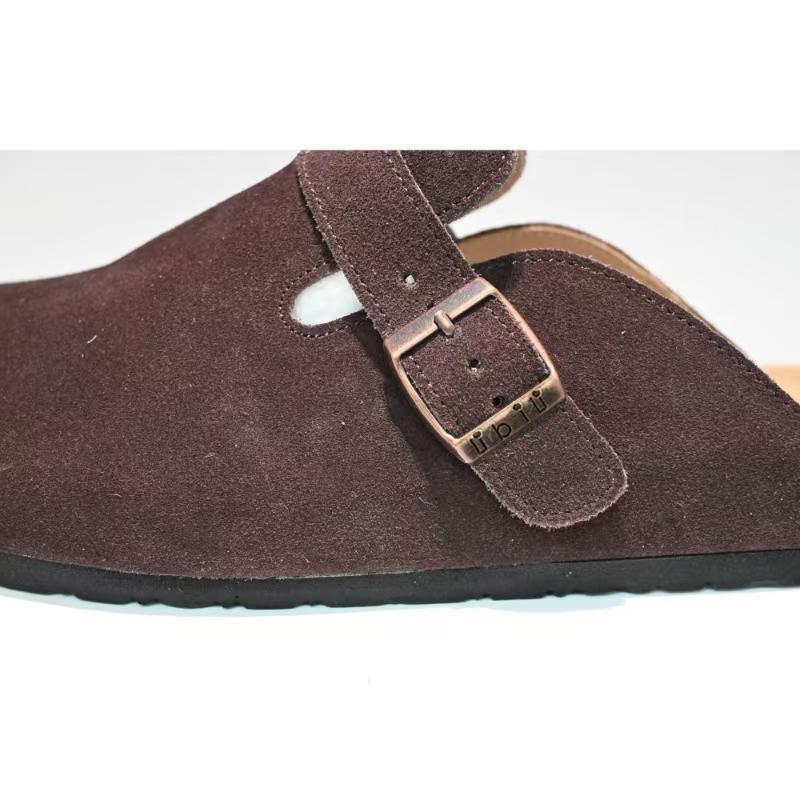 LI BI LI Women Men Round Toe Cork Footbed Clogs Fashion Suede Shoes Slide Outdoor Slippers with Strap Adjustable Flat Buckle Clogs Retro Fashion Walking Shoes Slippers