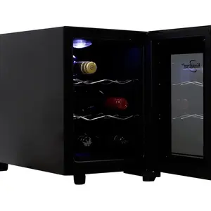 Koolatron 6 Bottle Wine Cooler, Black, Thermoelectric Wine Fridge, 0.65 cu. ft. (16L), Freestanding Wine Cellar, Red, White and Sparkling Wine Storage for Small Kitchen, Apartment, Condo, RV
