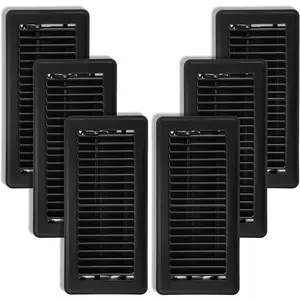 6 Pack Floor Register 4x10 Inch, Walkable Black Vent Covers for  Floor, Heavy Duty Floor Grates Rust Proof Office Grilles, Adjustable Air Flow