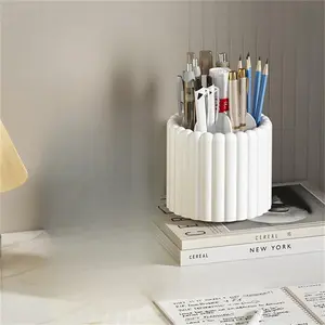 Rotatable Pen Holder, Multi-compartment Makeup Brush Holder, Desktop Pen Storage Box, Desktop Organizer for Home Office, Desk Accessories