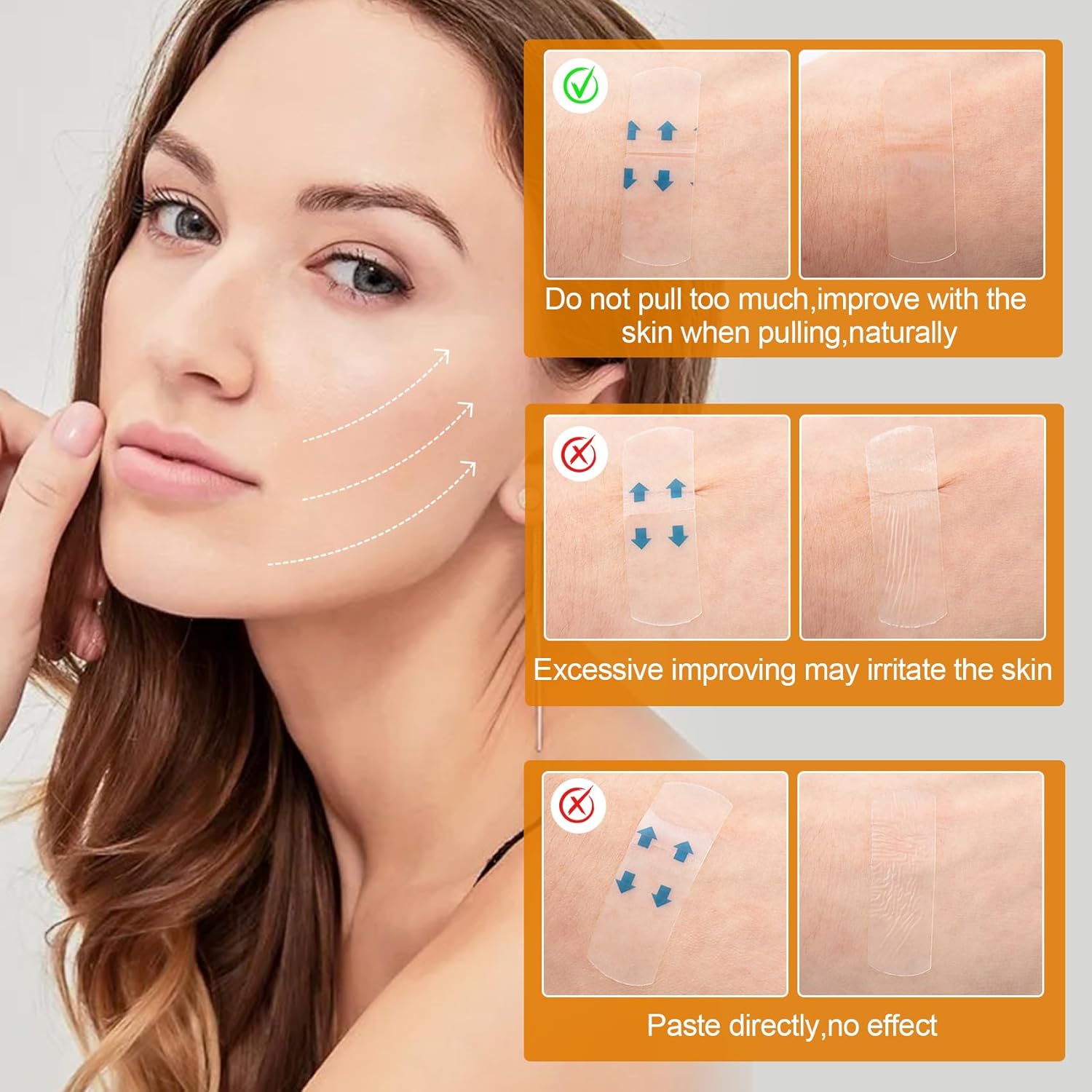 132PCS Invisible Face Improving Tapes, Quick Face Improving Tape for Makeup, Waterproof Facial Stickers, Breathable Skin Neck Tapes for Wrinkles, Double Chin, Sagging Skin