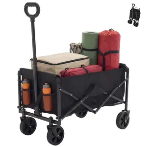 Sweetcrispy Folding Wagon 220 lbs Utility Cart Heavy Duty with Wheels Portable for Outdoor Camping Shopping