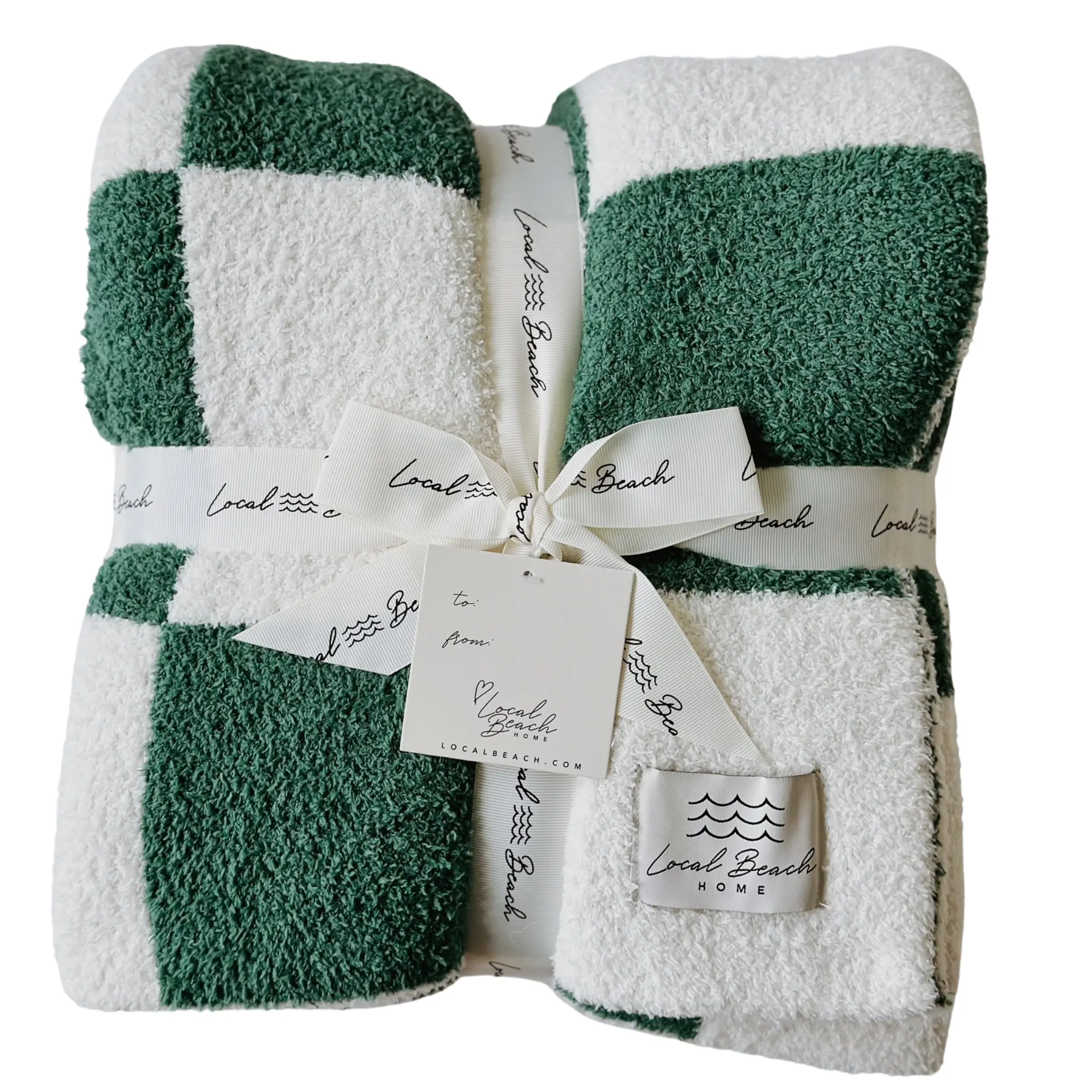 Green/Cream Checker Cozy Luxe Home Blanket