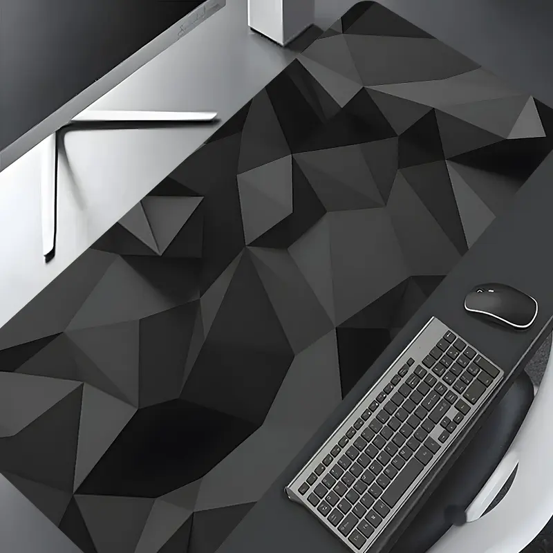 Black Geometric Minimalist Design Large Gaming Mouse Pad,Aesthetic Desktop Drotection Pad,Washable Rubber Pad Non-Slip Lock Edge Multi-Size Mouse Pad Suitable For Home Office,Good Gift for Family and friends, Desktop Accessory, Computer Desk Accessories