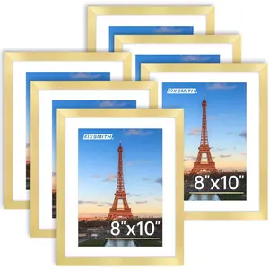 8x10 picture frame bulk6 pack gold picture frames collage wall decor wall tabletop picture frames photo frame with hd plexiglass display pictures 5x7 with mat or 8x10 without mat