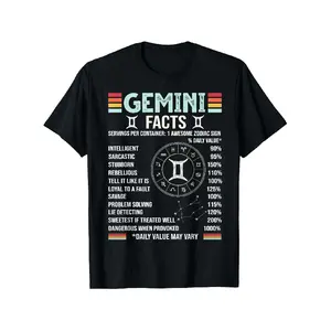 Vintage Astrology May June birthday Zodiac sign retro Gemini T-Shirt, Suitable for Mens & Womens Outdoor T-Shirt, 100%cotton, S-XXXL