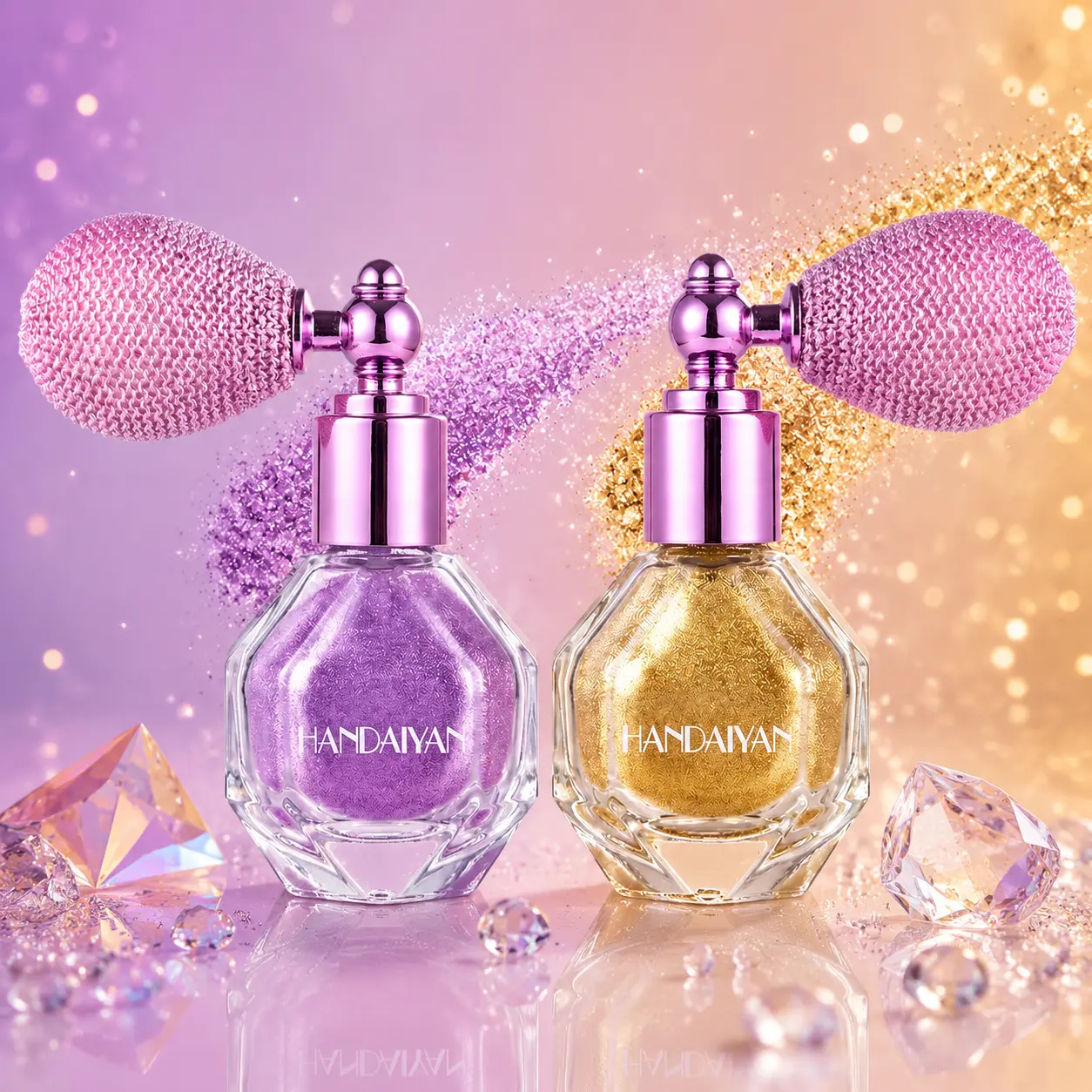Body Glitter Spray Duo Set Purple & Gold – Holographic Shimmer Highlighter Powder for Face, Body & Hair | Waterproof Long-Lasting Buildable Glow | Y2K Coquette Ethereal Makeup | Festival Rave Party Photoshoot Halloween Daily Wear Women