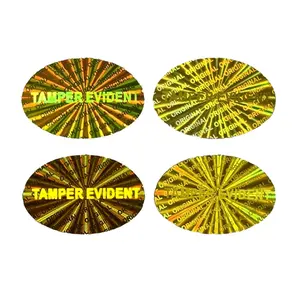 420pcs/840pcs Oval Shape Tamper Evident Hologram Stickers, Original Holographic Laser Adhesive Labels, Single Use, 15x10mm